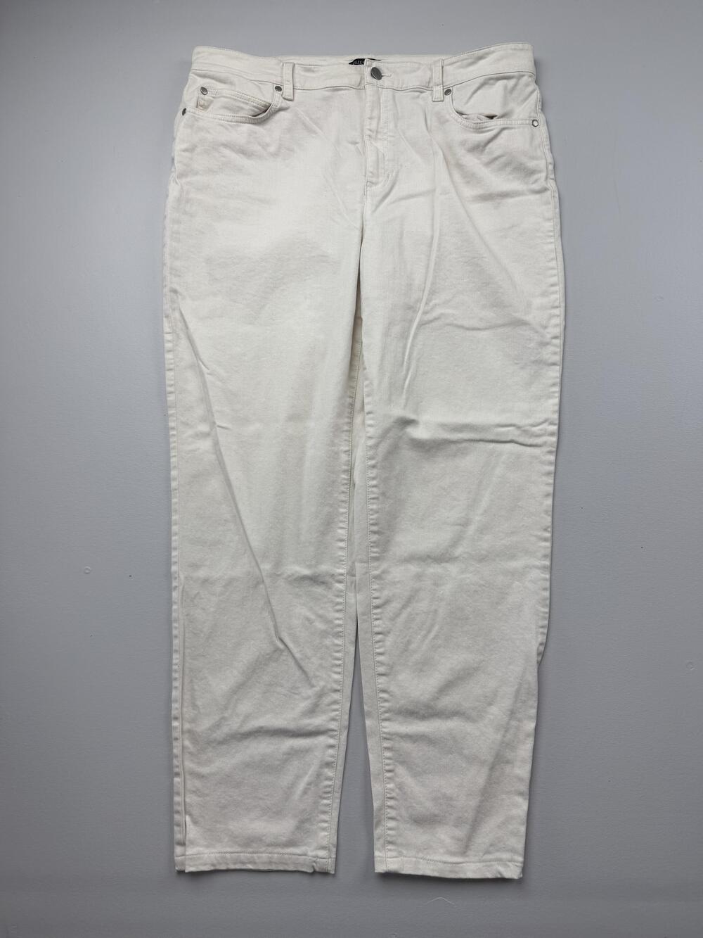 Eileen Fisher Jeans Womens 16 White Straight Leg Cropped Cotton Denim Pants